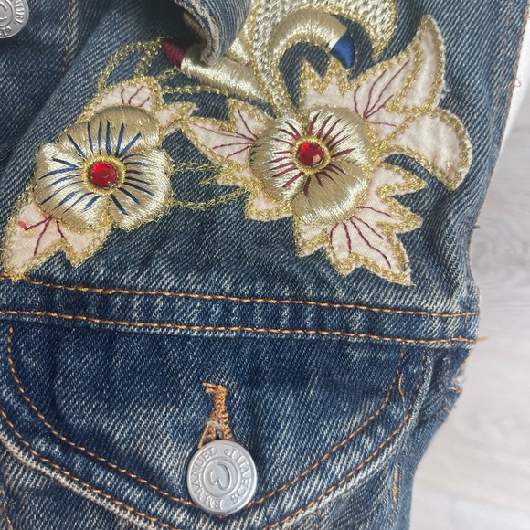 Vintage designer denim VEST EMMANUEL SCHIVILI ITALY with gold embroidery size M - Picture 15 of 17